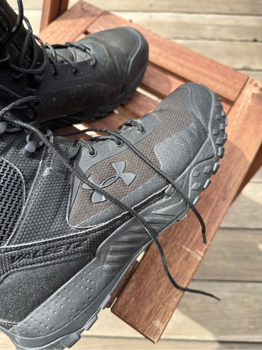 Under Armour Tactical Boots Men’s 9.5 Black Side Zip Duty Hiking Combat - Picture 5 of 7